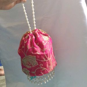 Pink & Gold Embellished Potli Bag