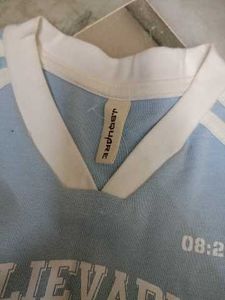 Blue Cropped "BELIEVABLE" Graphic T-Shirt