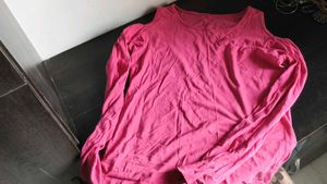 Pink Cold Shoulder cut  Top