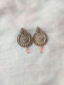 Beautiful Pink & Gold Ethnic Earrings