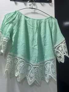 Boho Crochet Lace Trim Blouse