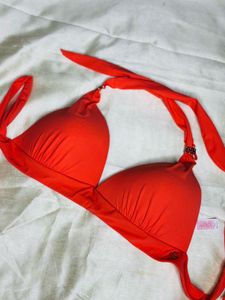 Bright Coral Halter Bikini Top