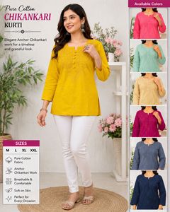 Pure Cotton Chikankari Kurti short kurt