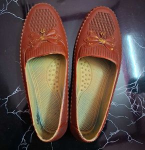 Brown Loafer Flats with Butterfly Detail