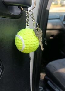 Crocheted Tennis Ball Keychain