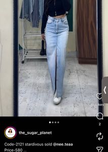 Denim Maxi Skirt with Front Slit