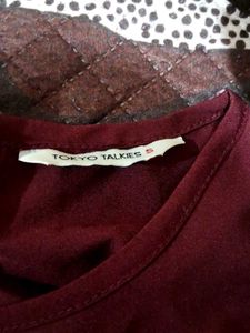 Maroon Bell Sleeve Top