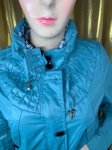 Stylish Teal Quilted Bomber Jacket