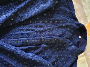 Elegant Navy Blue Embellished Kurta