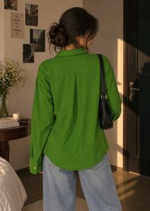 Vibrant Green Oversized Button-Up Shirt