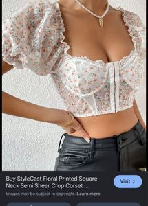 Floral Puff Sleeve Corset Top