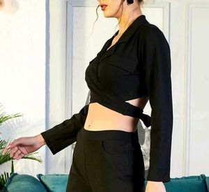 Chic Black Wrap Crop Blazer