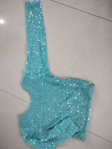 Turquoise tiered tulle skirt with sequin top