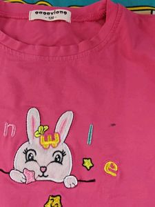 Cute Bunny T-shirt and Denim Shorts Set