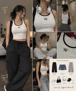 Casual White Tank Top with Bow Detail