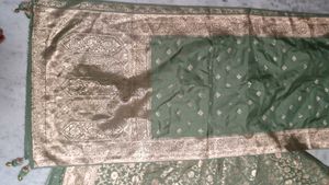 Elegant Olive Green Blouse with Golden Work dupatt