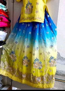 Yellow &amp; Blue rajputi poshak