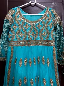 Elegant Teal Embroidered Anarkali Dress
