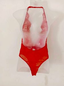 Red Lace Lingerie Bodysuit