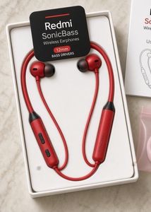 Red Wireless Neckband Earphones