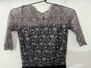 Elegant Floral Lace Black Dress