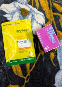Acne Strips+ Garnier Vitamin C Serum Mask