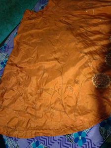 Orange Embroidered Silk ethnic skirt