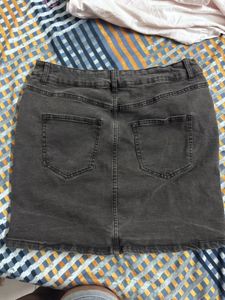 Grey Denim Mini Skirt