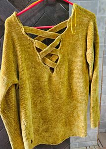 Mustard Yellow Criss-Cross Back Sweater