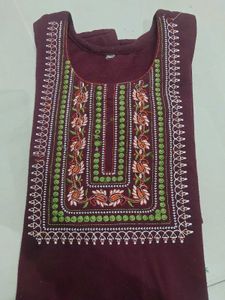 Embroidered woollen  Maroon Kurta set