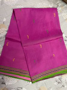 PURE PINK SILK SAREE with thread Border