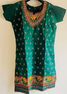 Green brown heavy Embroidered Kurta Plazzo
