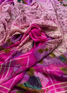Vibrant Pink Floral Saree