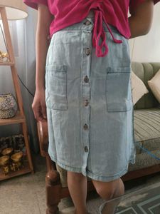 Denim Skirt with Buttons