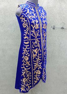 Royal Blue Embroidered Velvet Kurta
