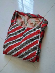 Red Kurta with Striped Pattern