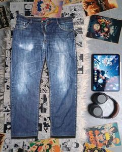 Men's Blue Washed Denim Jeans