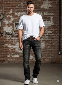 Distressed black Wash Unisex Denim Jeans
