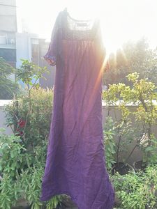 Purple Ethnic Gown with Ditsy Print