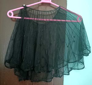Elegant Black Embellished Cape
