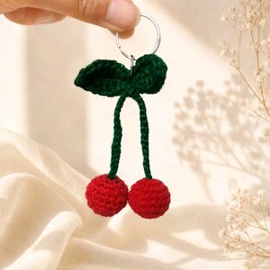 Crocheted Cherry Keychain