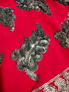 Stunning Red Embroidered dress material
