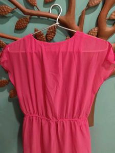 Bright Pink Chiffon Tunic Top