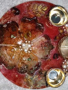 Karwa chauth pooja thali with tiny Tilak thal