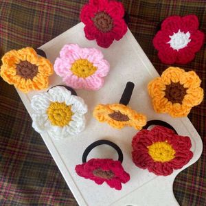 Handmade Crochet Flower Hair Ties