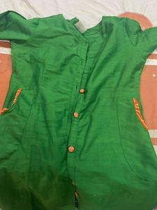 openable coat or kurty Vibrant Green Button-Down K