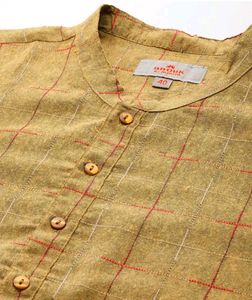 Men's Brown Checked Kurta
