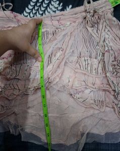 Vintage Dusty Pink Mesh Ruffle Wrap Mini Skirt