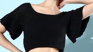 Black Knit Crochet Top