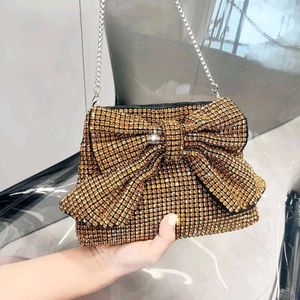 Women Luxury Rhinestones Knot Evening Bag Crystal